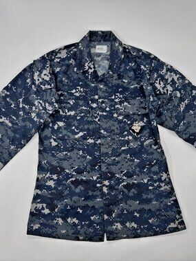 US Navy Shirt Mens XS Reg NWU Type I Blue Digital Camo Working Blouse Uniform